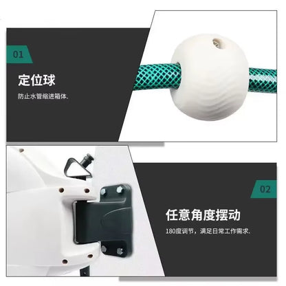 Automatic Rewind Hose Reel: 7-Pattern Nozzle with Slow Return System for Car & Garden