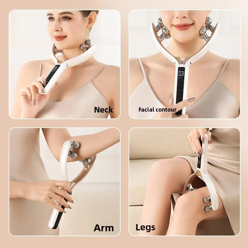 GlowLift™ Facial Massager – V-Shape Lifting Roller with Microcurrent & Red/Blue Light Therapy for Face & Neck